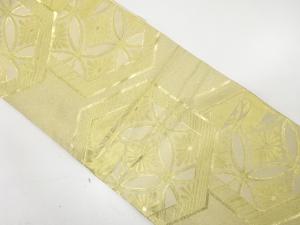 亀甲に花七宝模様織り出し　袋帯